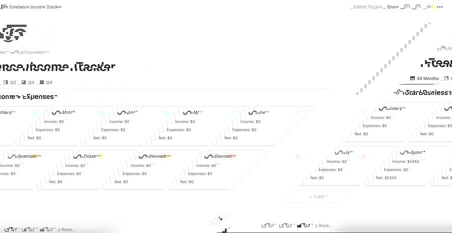 A personal finance template being used in Notion