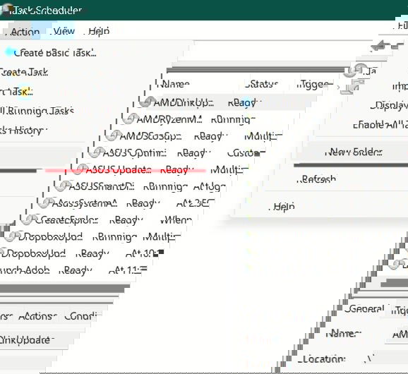 Creating new folder in Task Scheduler.