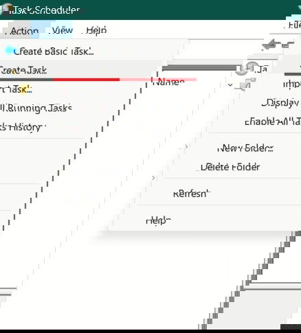 Pressing "Create Task" in in Task Scheduler.